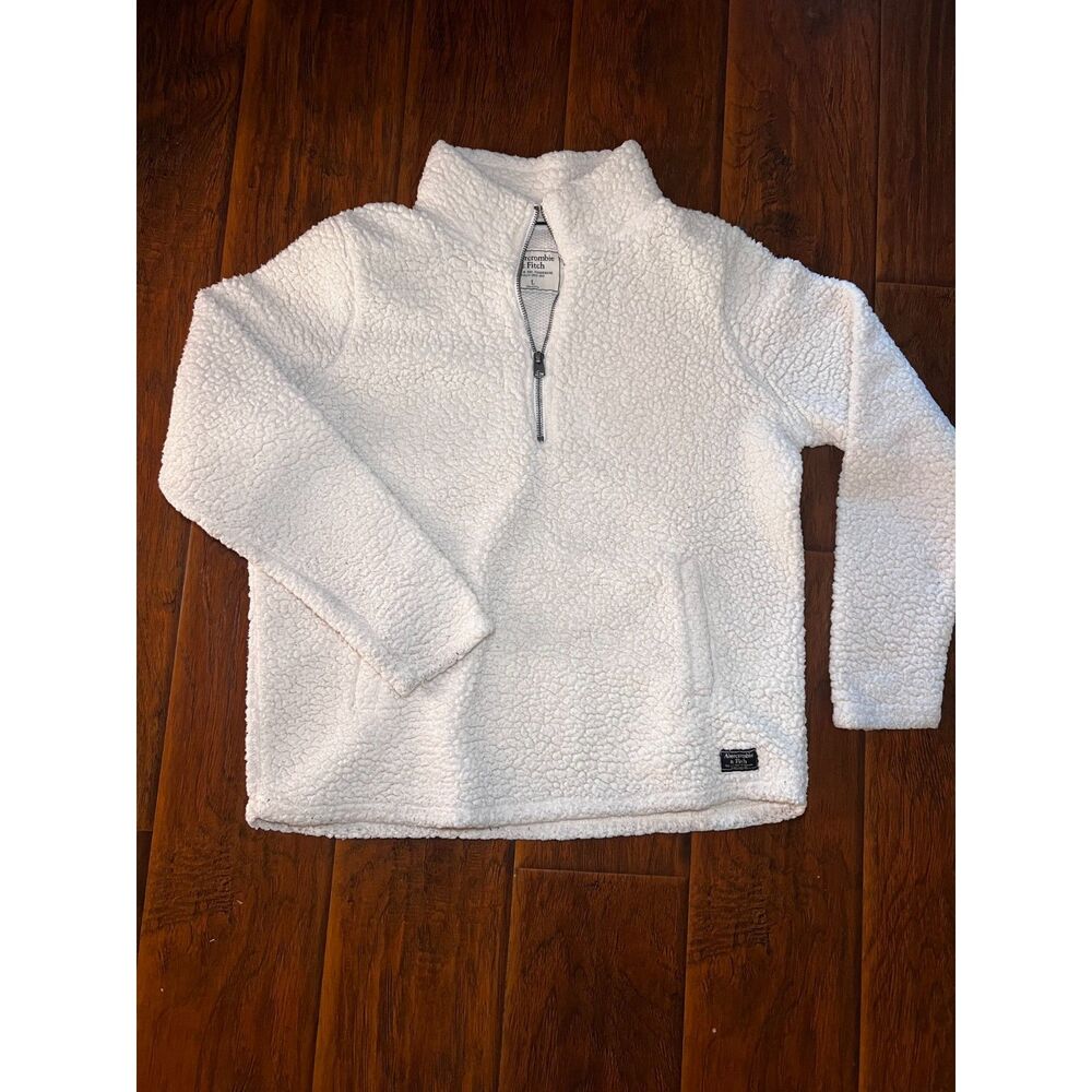 Abercrombie and Fitch White Half Zip Fleece SIZE